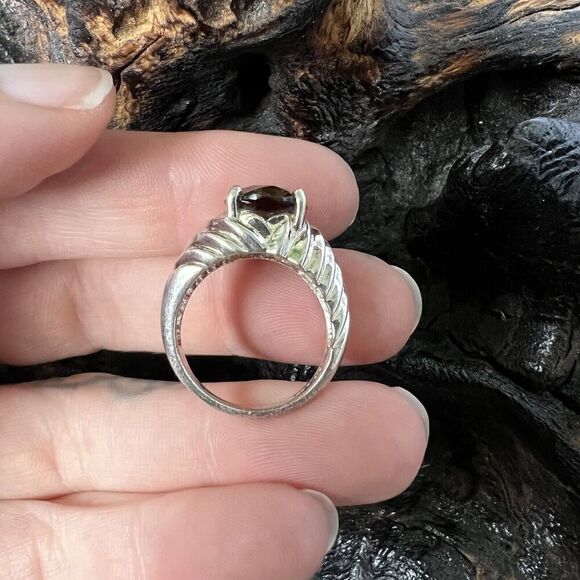 Vintage Clyde Duneier 3.63 ct Oval Smoky Quartz Ring Size 7 Sterling Silver CID - Picture 12 of 15